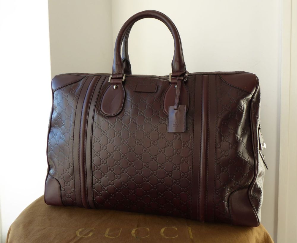 Gucci Large Holdall Duffle Travel Boston in Chocolate Guccissima Leather  - SOLD