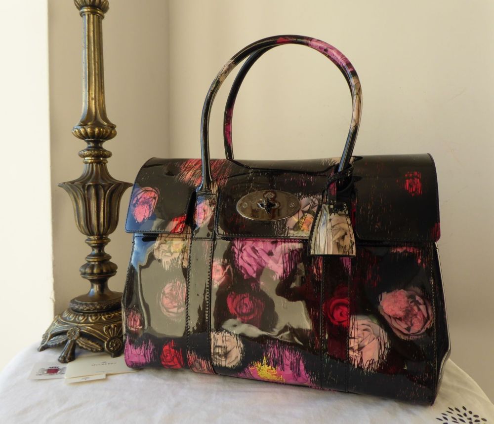 Mulberry Classic Bayswater in Scribbly Floral Multi Flora Patent Leather - 