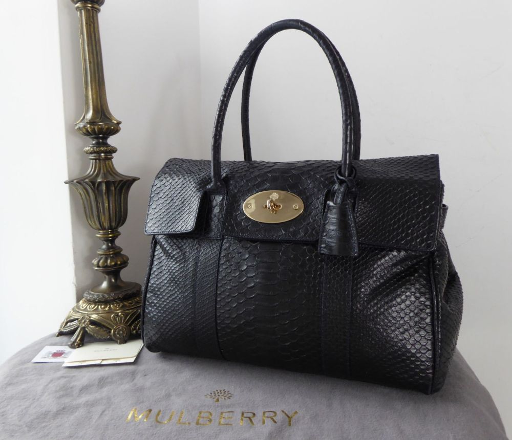 Mulberry Classic Bayswater Ink Blue Silky Snake Shine - SOLD