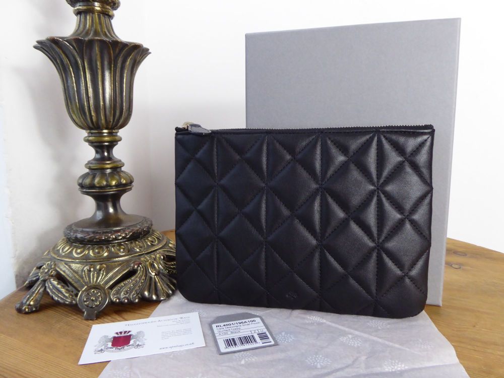 Mulberry Cara Delevingne Zip Pouch in Black Quilted Nappa
