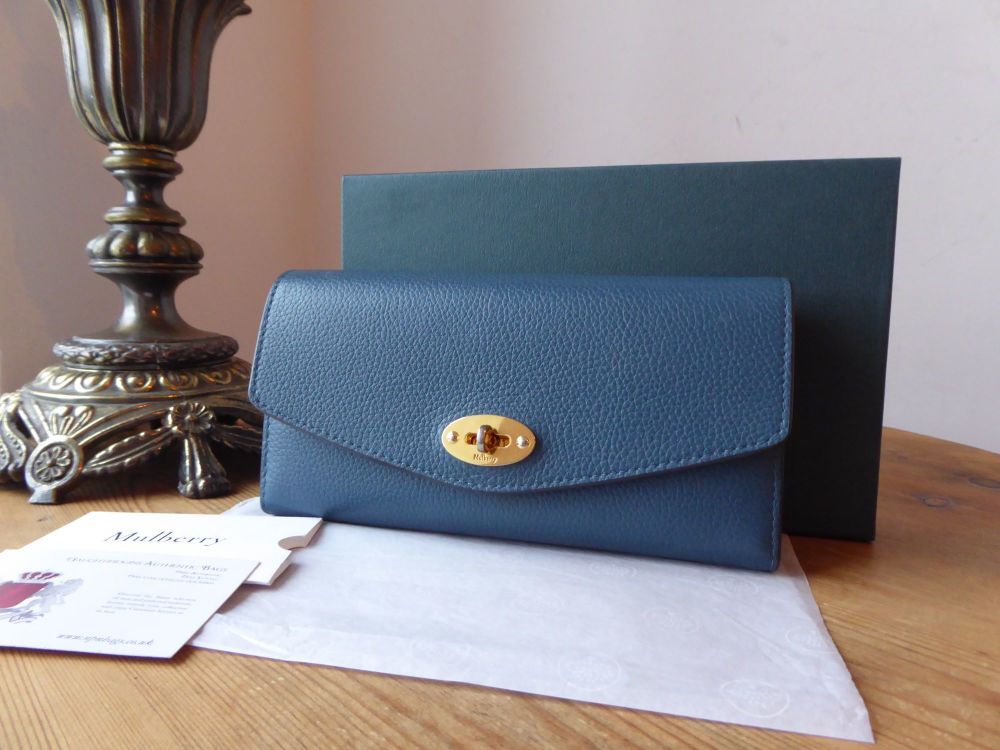 Mulberry Darley Postmans Lock Continental Purse Wallet in Deep Sea Small Cl