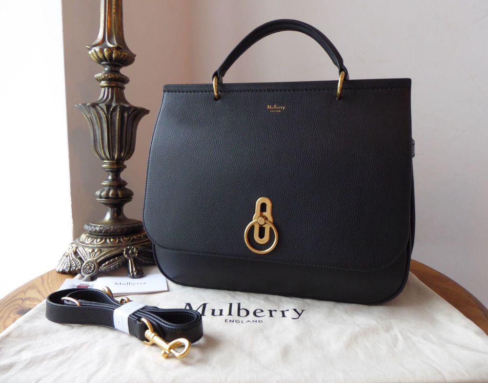 Mulberry Amberley Satchel in Black Small Classic Grain 