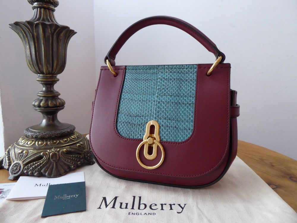 Mulberry Amberley Small Satchel in Nordic Blue Ayers & Crimson Silky Calf - SOLD