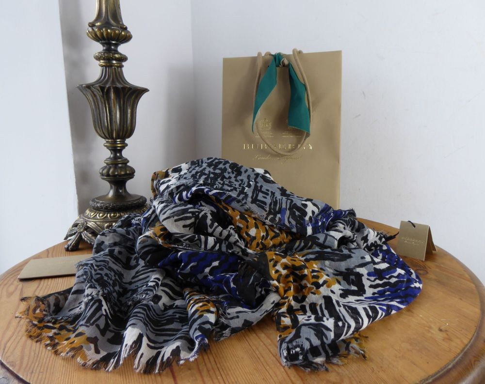 Burberry Coastal Print Scarf Wrap in Cotton Cashmere Blend - SOLD