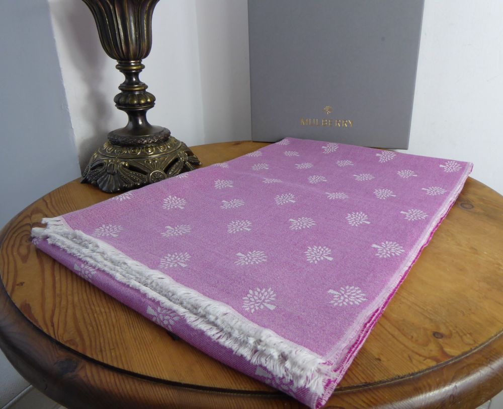 Mulberry Tree Rectangular Scarf Wrap in Mulberry Pink Cashmere Silk Mix