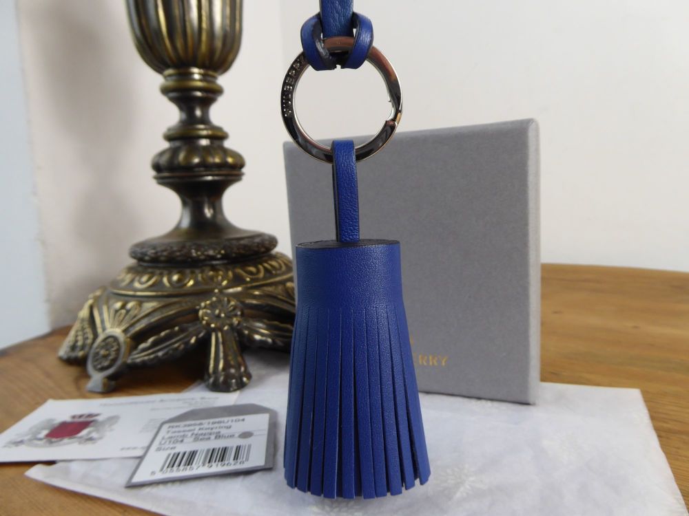 Mulberry Tassle Keyring Bag Charm in Sea Blue Lamb Nappa Leather 