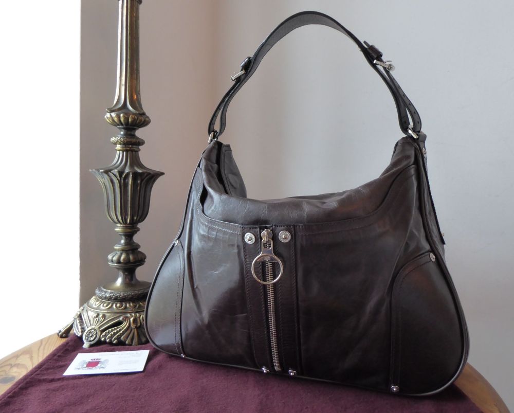 Mulberry Poppy Hobo in Chocolate Lightweight Antiqued Leather