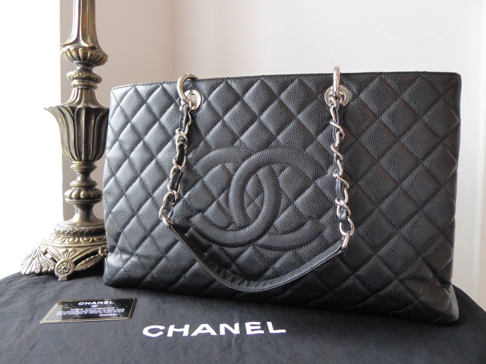 Chanel Grand Shopping Tote XL in Black Caviar with Silver Hardware 