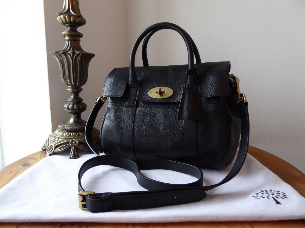 Mulberry Classic Small Bayswater Satchel in Black Natural Vegetable Tanned 