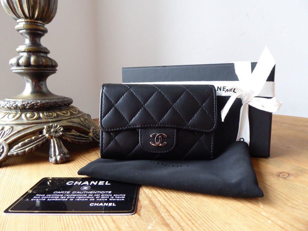 Chanel Classic Flap Card Holder Wallet in Black Lambskin with Silver  Hardware - SOLD