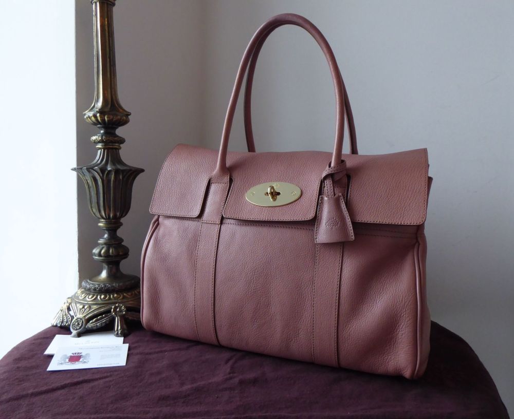 Mulberry Classic Heritage Bayswater in Dark Blush Glossy Goat with Felt Lin