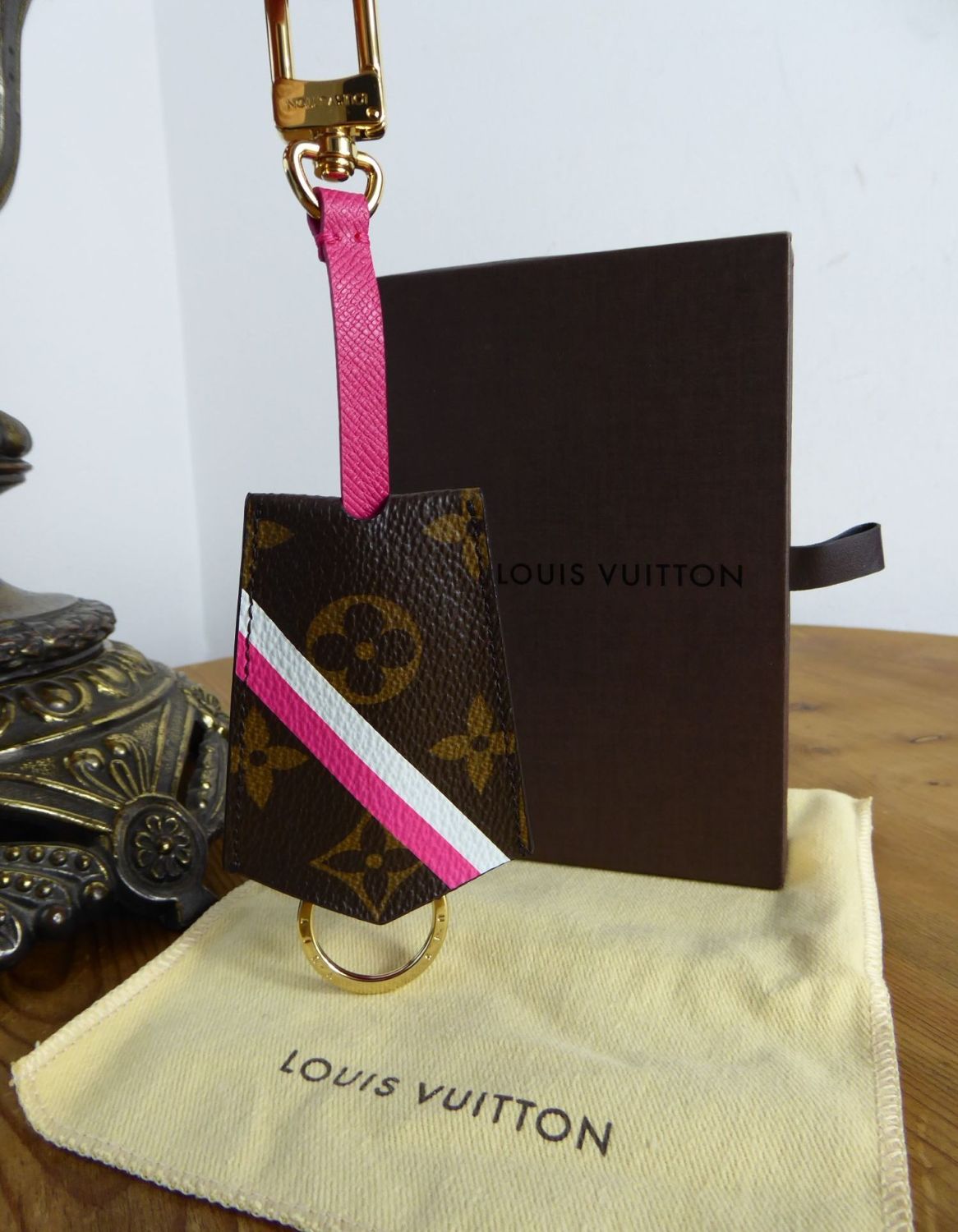 Louis Vuitton LV Cloches-cles Bag Charm and Key Holder Grey Monogram Canvas