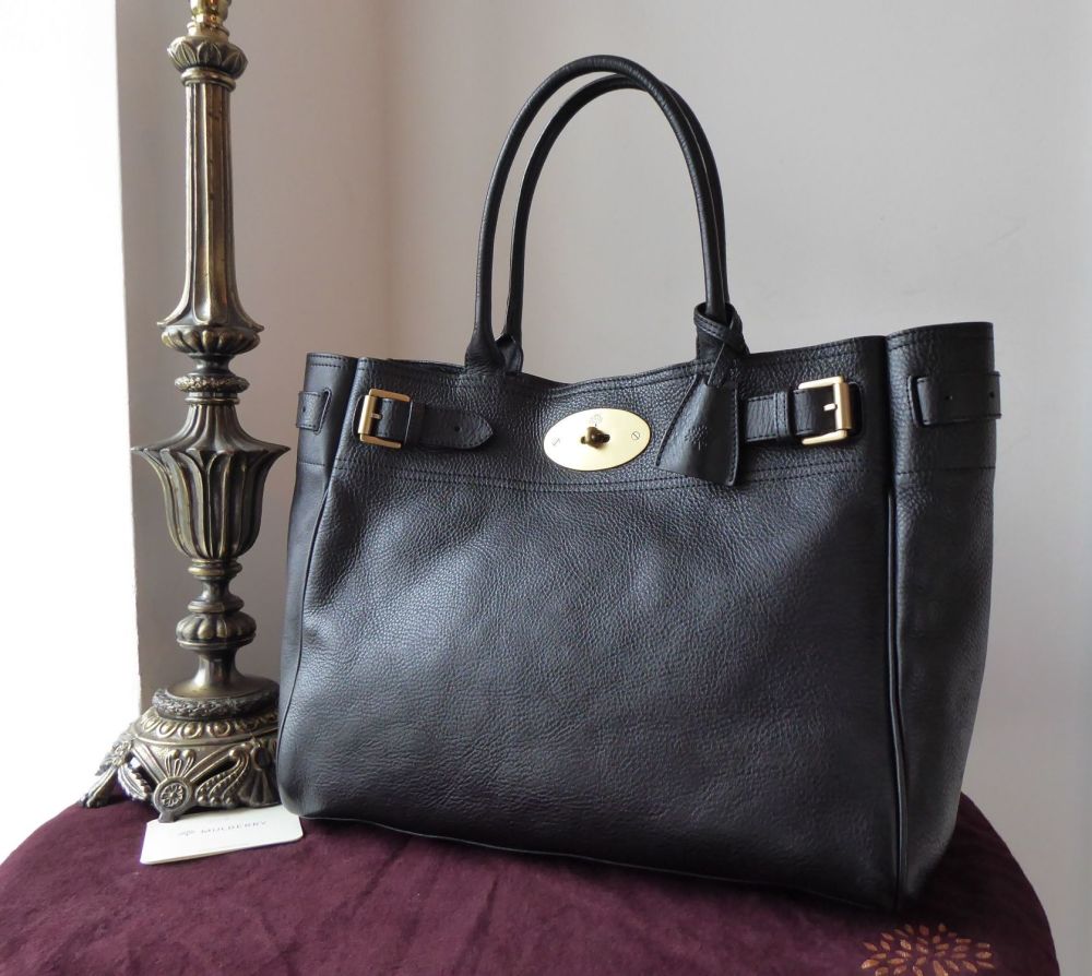 Mulberry Classic Bayswater Tote in Black Natural Vegetable Tanned Leather 