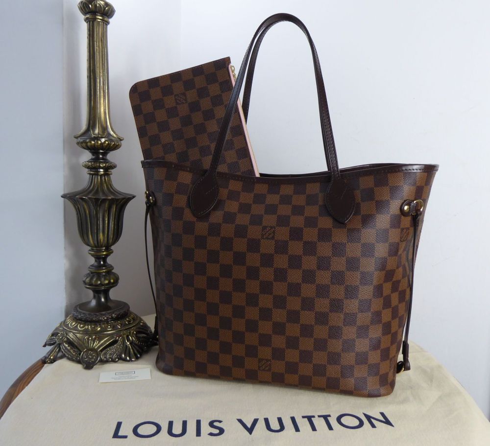 Louis Vuitton Neverfull MM in Damier Ebene with Rose Ballerine Lining - SOLD