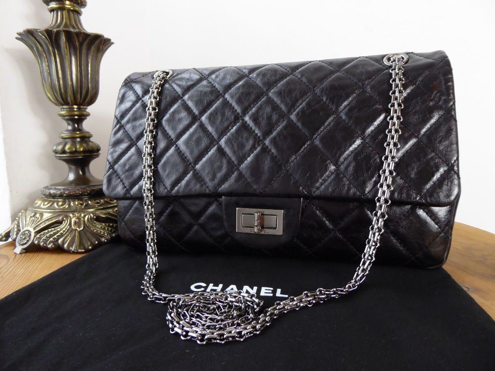 Chanel Reissue 227 Flap in Distressed Vernice Black Calfskin with Dark Shiny Silver Hardware - SOLD