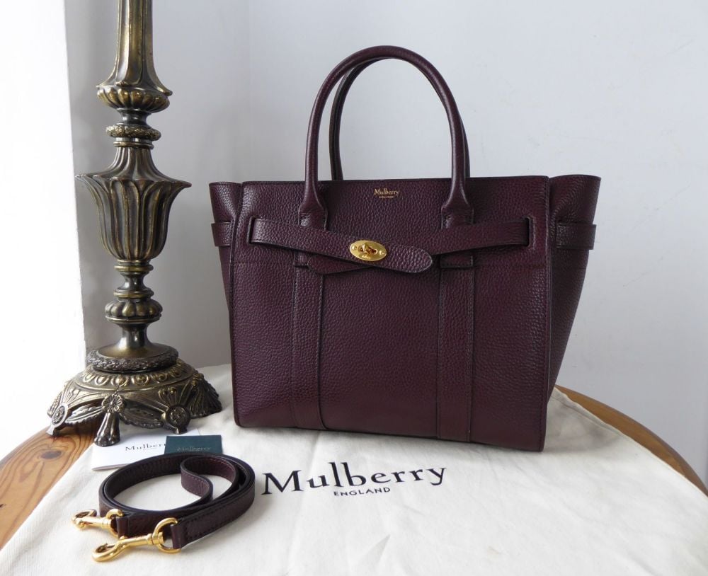 Mulberry Small Zipped Bayswater in Oxblood Grained Vegetable Tanned Leather