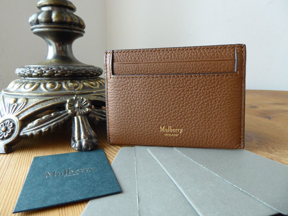 Mulberry Heritage Credit Card Slip Holder in Oak Small Classic Grain - New