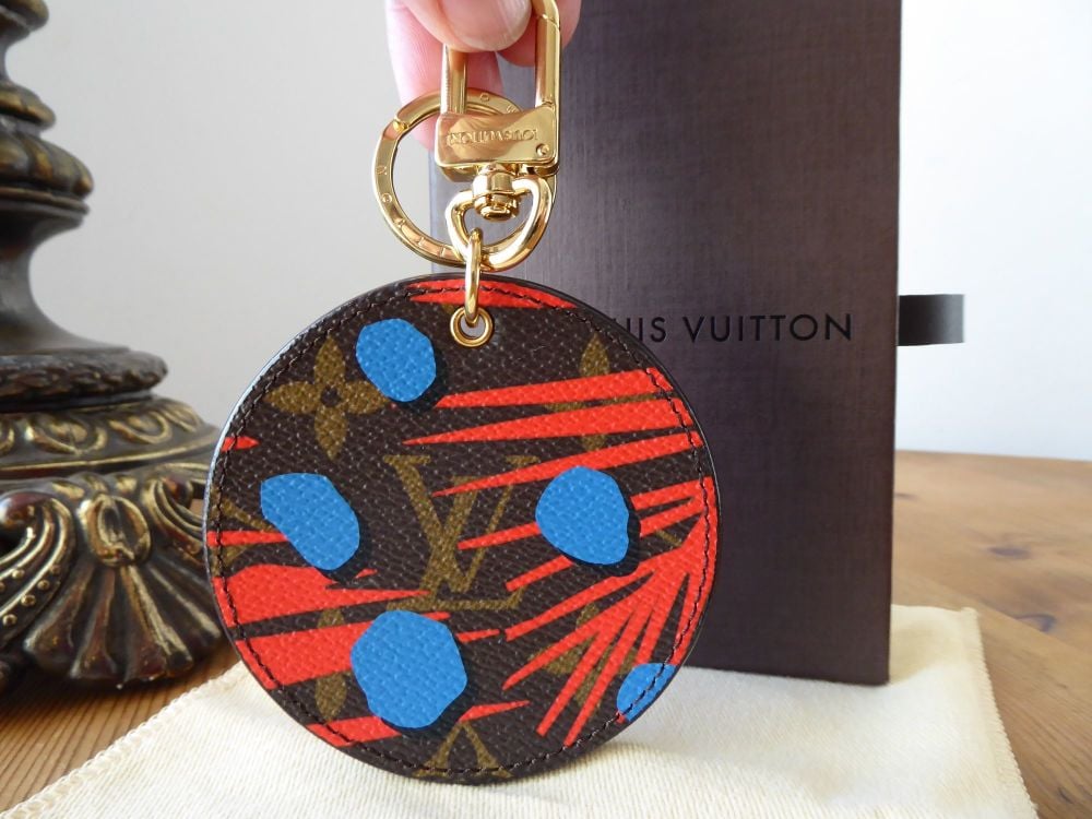 Louis Vuitton Limited Edition Monogram Canvas Jungle Dots Palm Poppy Denim Key Holder Bag Charm - SOLD