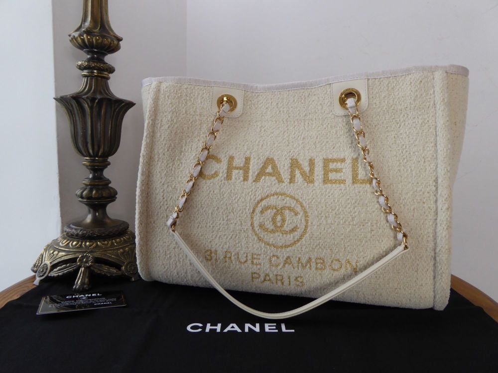 Chanel Deauville Tote in Sparkle Beige Boucle Chenille Tweed - SOLD