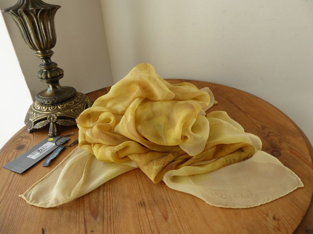 Alexander McQueen Floral Circle Skull Scarf in Sunflower Yellow Silk Chiffo
