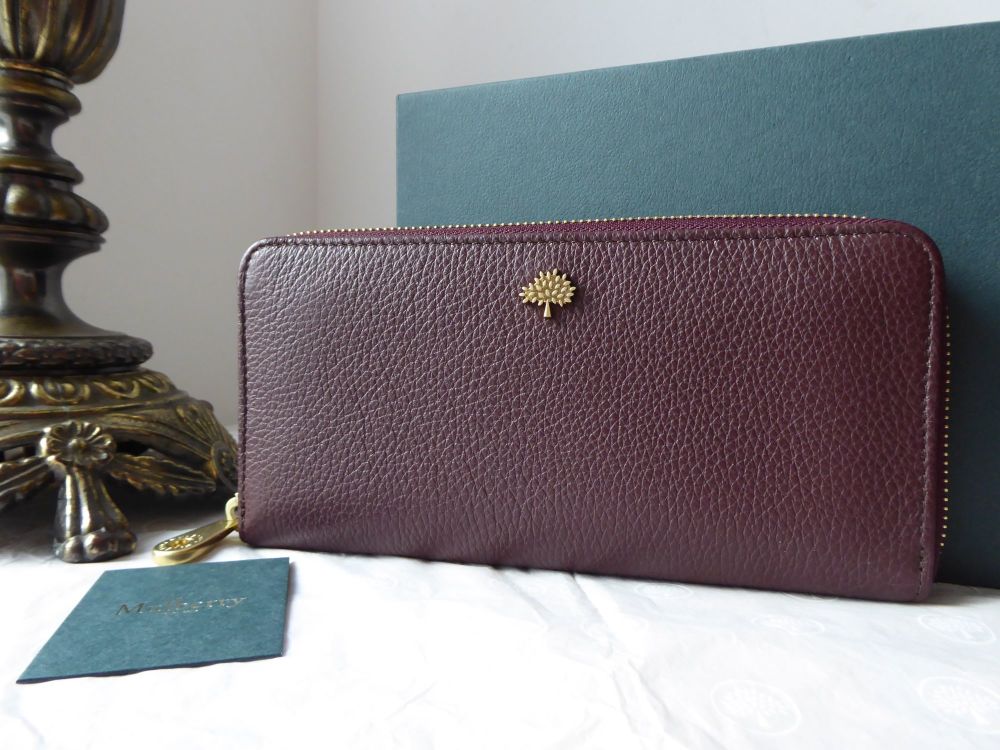 Mulberry Tree Zip Around Continental Purse Wallet in Oxblood Small Classic 