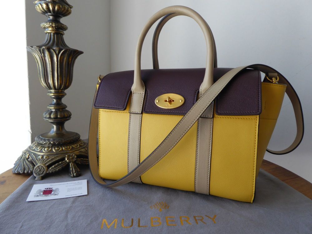 Mulberry Small Bayswater in Oxblood, Dune & Sunflower Smooth Calf
