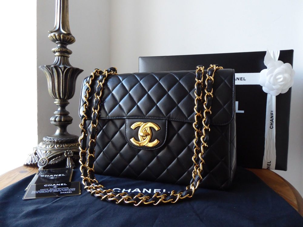 Chanel Vintage Jumbo Single Flap Bag in Black Lambskin with Gold Hardware -  SOLD