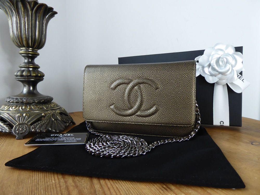 Chanel Timeless Wallet on Chain WoC in Metallic Bronze Caviar with Dark  Shiny Silver Hardware - SOLD