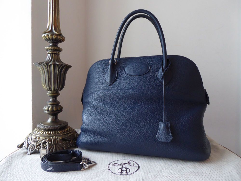 Hermés Bolide 35 in Bleu Abysse Clemence with Palladium Hardware - SOLD