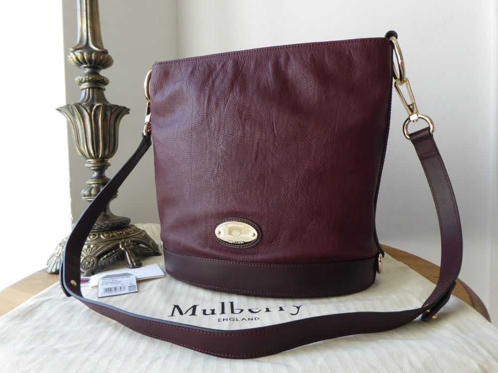 Mulberry Jamie Bucket Bag in Oxblood Washed Calf with Felt Liner