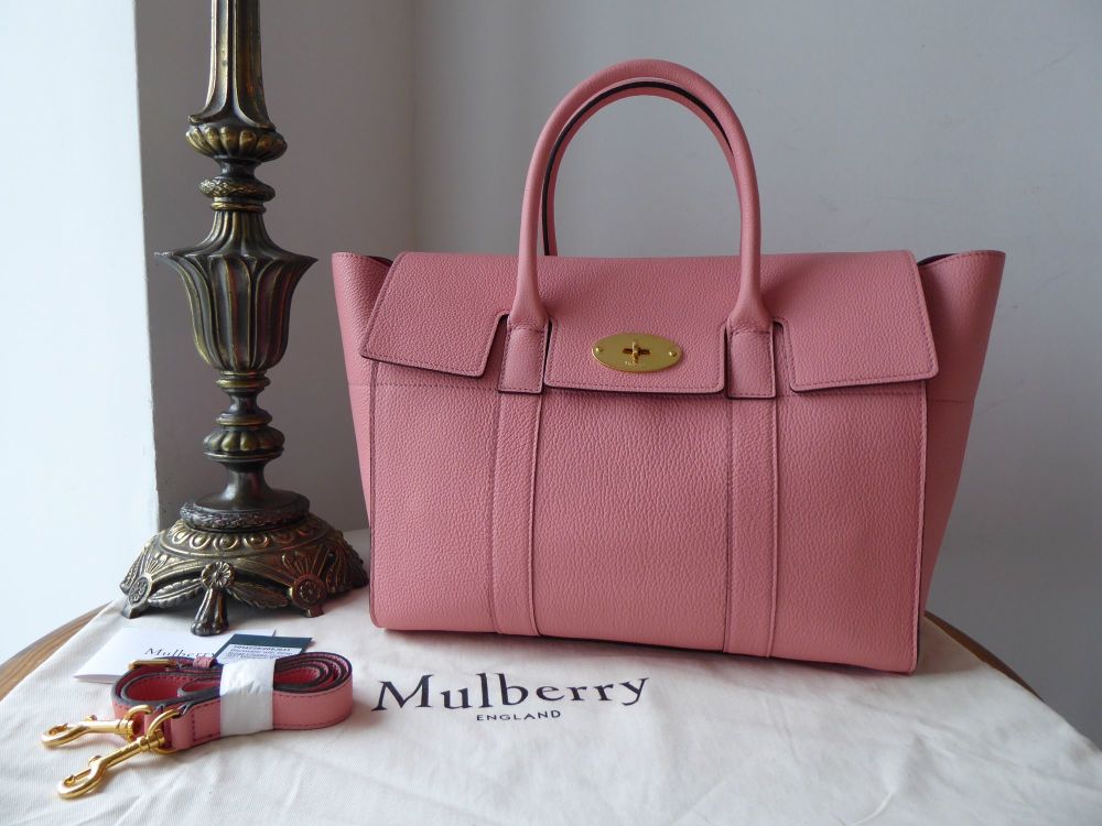 Mulberry Bayswater with Strap in Macaroon Pink Small Classic Grain Leather 