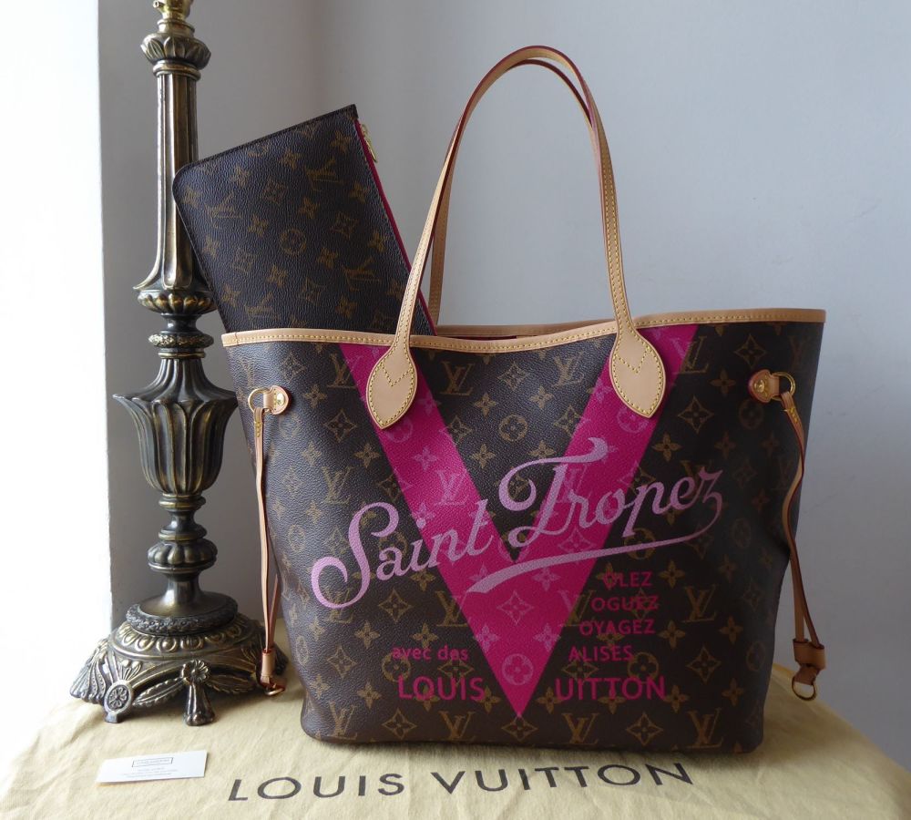 Louis Vuitton Limited Edition Neverfull MM Saint Tropez Monogram Fuschia - 