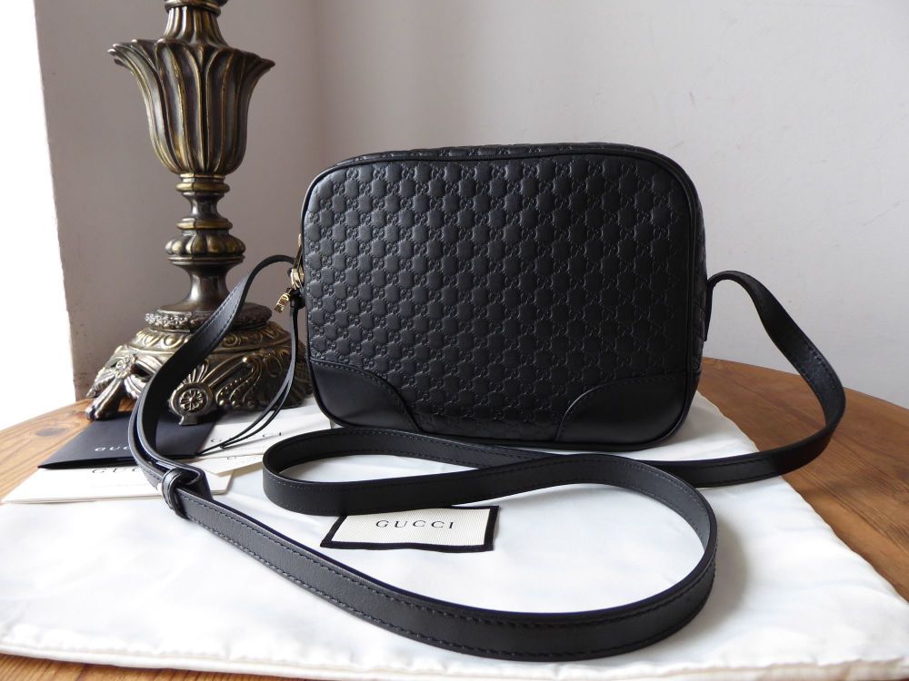 Gucci Bree Camera Bag in Black Micro GG Guccissima Leather 
