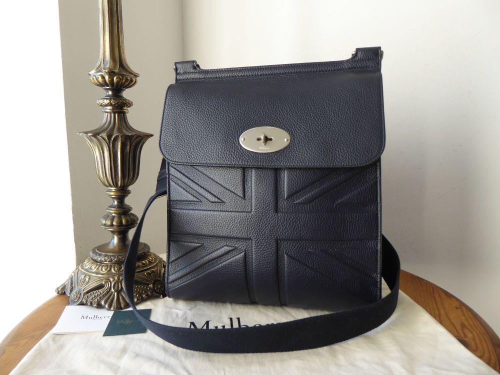 Mulberry New Antony Large Messenger in Union Jack Flag Embossed Midnight Small Classic Grain  - SOLD