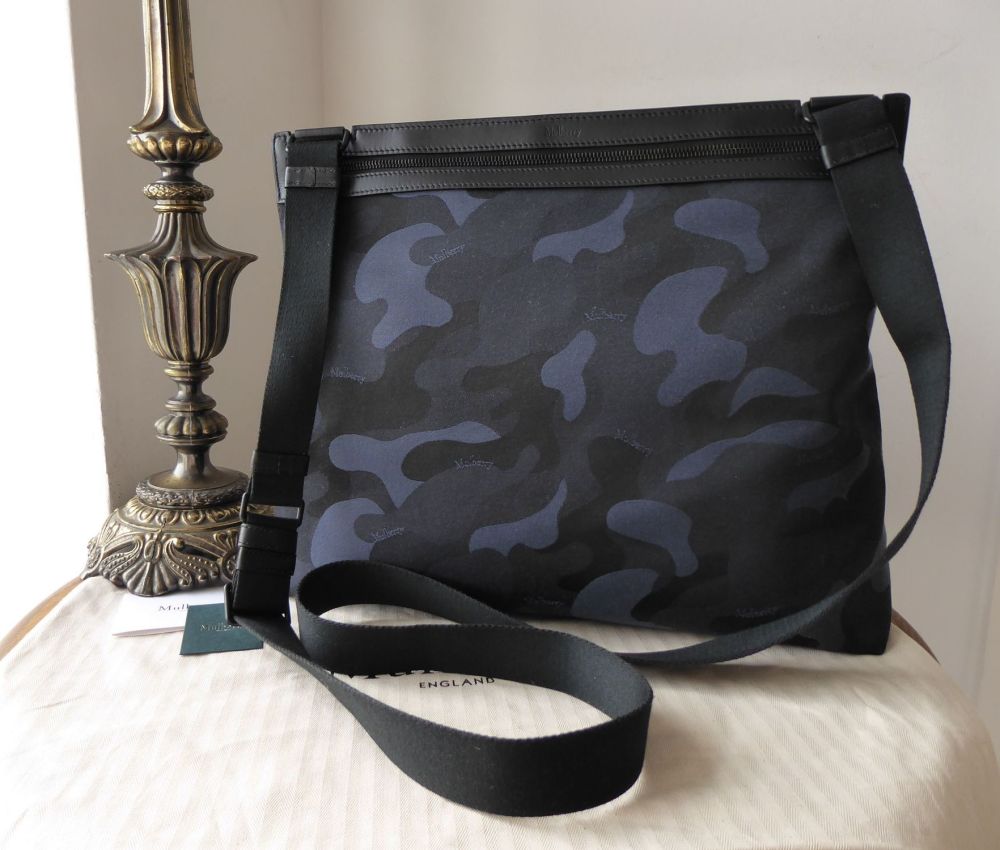 Mulberry Soft Zipped Large Messenger in Midnight & Black Camo Jacquard - SOLD