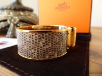 Herm&Atilde;&uml;s Large Hinged Bracelet Charniere In Gold and Lizard Cuir L Ombre - Ne