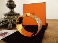 Herm&Atilde;&uml;s Large Hinged Bracelet Charniere In Gold and Lizard Cuir L Ombre - Ne