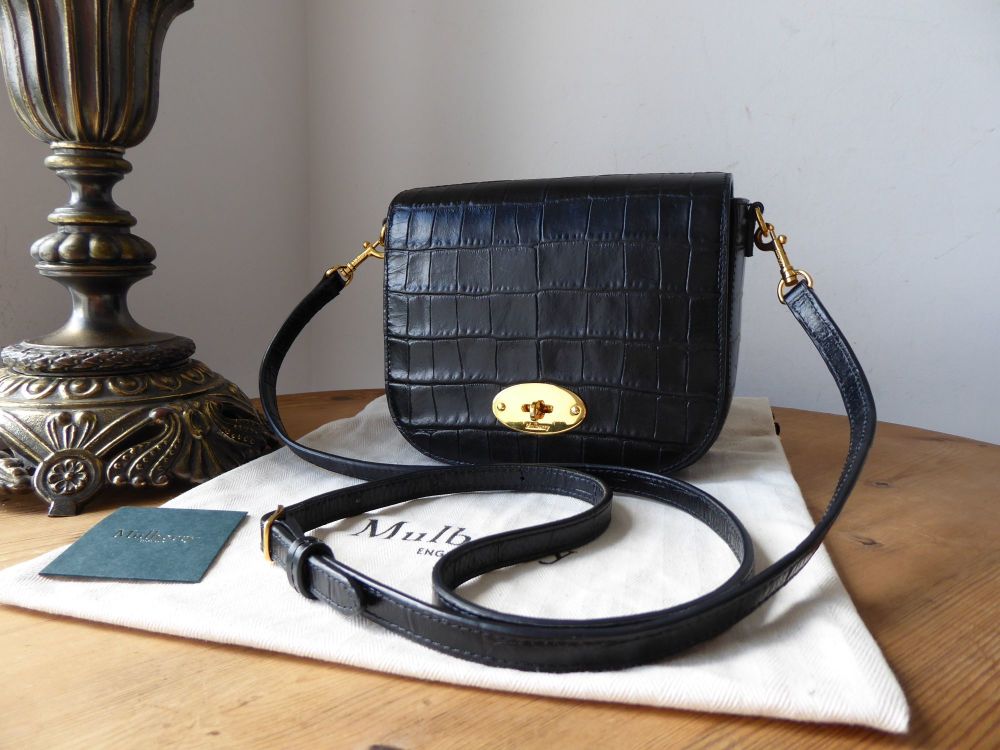 Mulberry Small Darley Satchel in Black Croc Embossed Nappa - SOLD