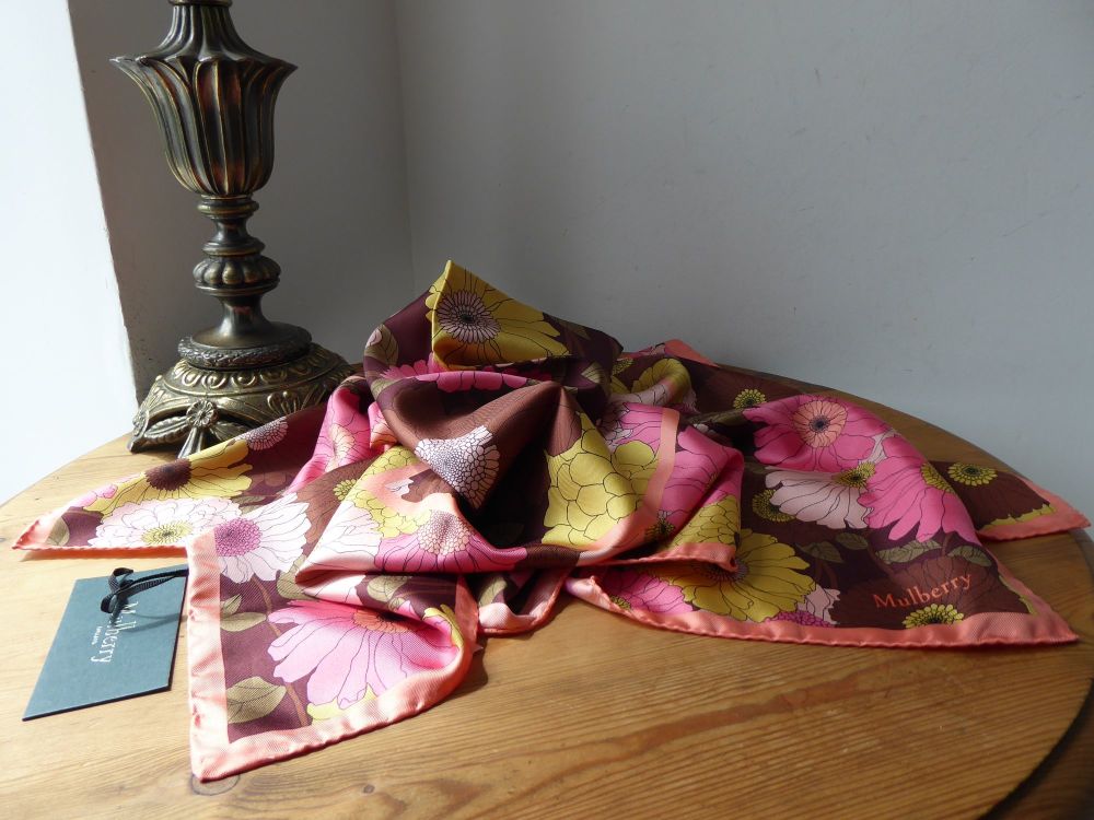 Mulberry Daisies Flower Double Square Silk Scarf - SOLD
