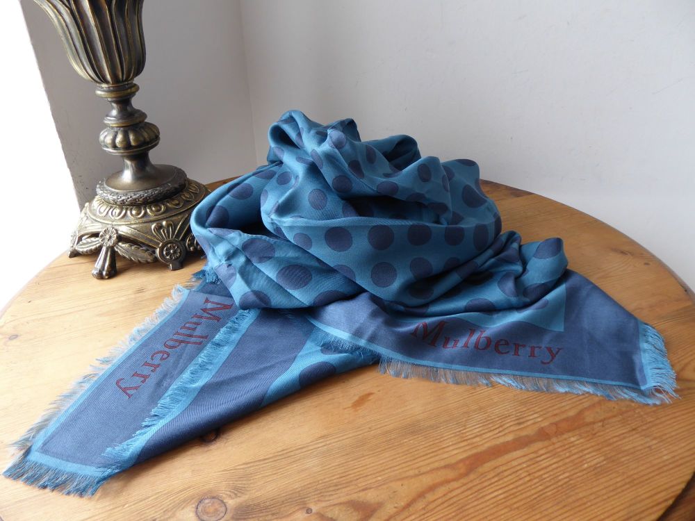Mulberry Mirror Square Scarf Wrap in Metal Blue Silk & Viscose Mix - SOLD