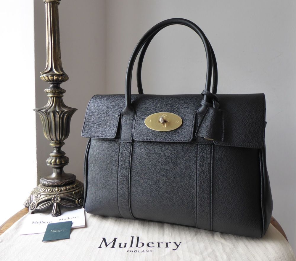 Mulberry Bayswater in Black Small Classic Grain with Brass Hardware - New - SOLD