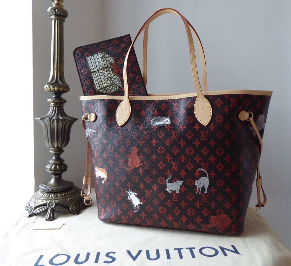 LOUIS VUITTON Grace Coddington Catogram Neverfull Tote Bag & Pouch Set