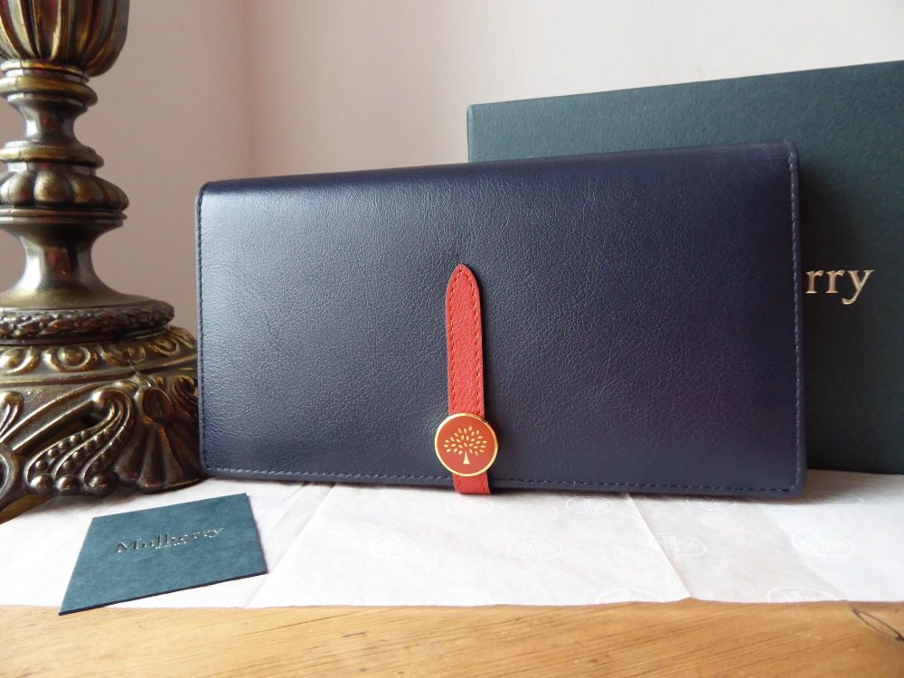 Mulberry Tree Tab Long Folded Continental Wallet Purse in Midnight Silky Calf- New - SOLD