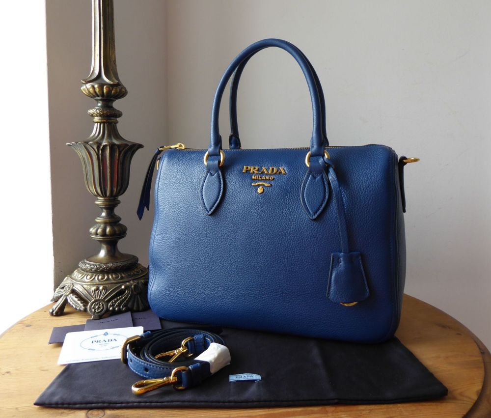 Prada Bauletto in Bluette Royal Blue Vitello Phenix Leather - SOLD