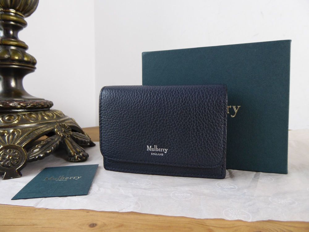 Mulberry Continental Card Holder Multicards Wallet in Midnight Small Classic Grain - SOLD