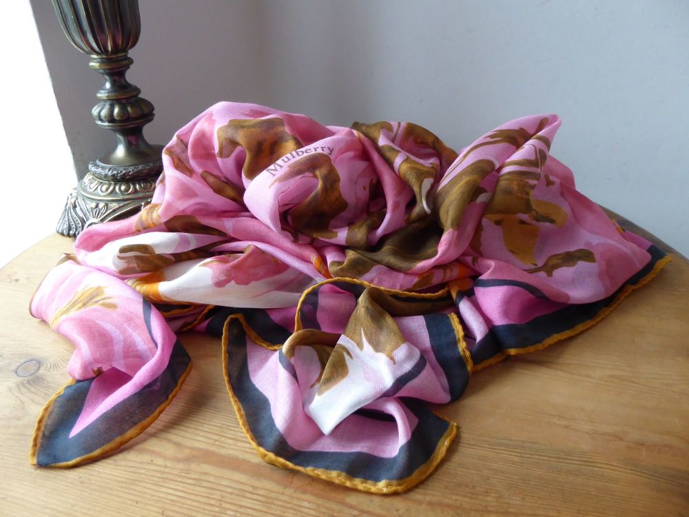 Mulberry Blossom Square Scarf Wrap in Sorbet Pink Modal & Silk Mix - New - SOLD