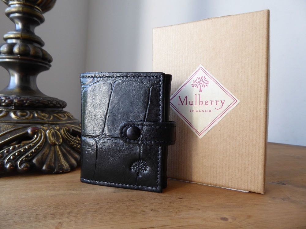 Mulberry Vintage Tri Fold Photo Photoframe Mini Wallet in Black Congo Leather - New - SOLD