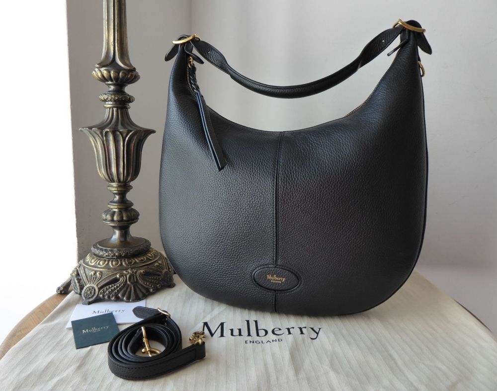 Mulberry Selby Hobo in Black Small Classic Grain & Felt Liner 