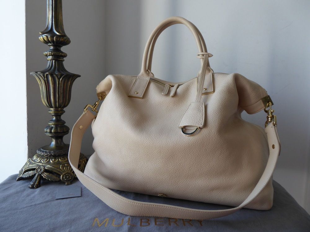 Mulberry Large Alice Zipped Tote in Buttercream Small Classic Grain