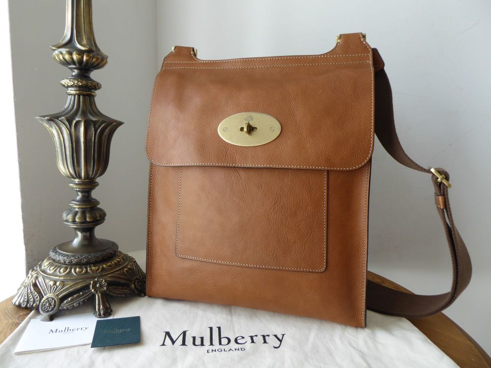 Mulberry Classic Large Antony Messenger in Oak Natural Vegetable Tanned Lea